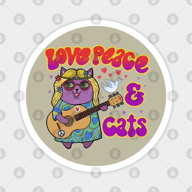 Love Peace And Cats Magnet by RGB Ginger